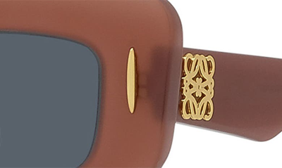 Shop Loewe Silver Screen 49mm Rectangular Sunglasses In Rust