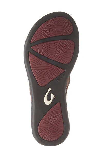 Shop Olukai Ho Opio Leather Flip Flop In Red Ginger Patent Leather