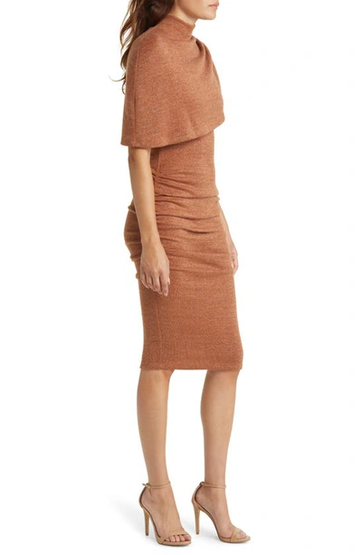Black Halo Eleanor Popover Ruched Body-con Dress In Sephia Sparkle