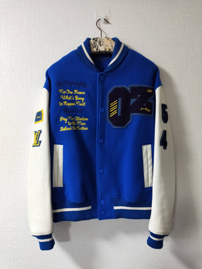 L-V Louis Vuitton Oz Wizard Blue & White Varsity Jacket