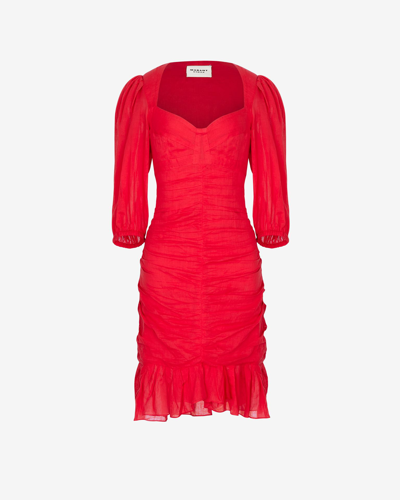 Shop Isabel Marant Étoile Lunesa Cotton Dress In Red