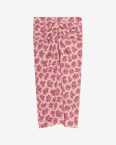 Shop Isabel Marant Gaella Silk Skirt In Pink