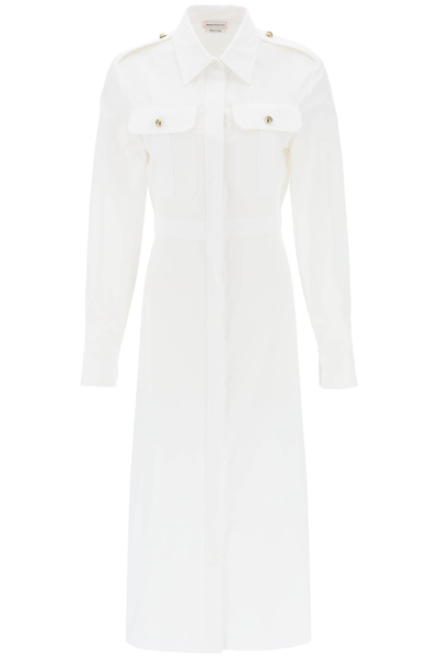 Shop Alexander Mcqueen Shirt Dress In Poplin Women In White