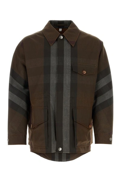 Shop Burberry Man Embroidered Polyester Blend Jacket In Multicolor