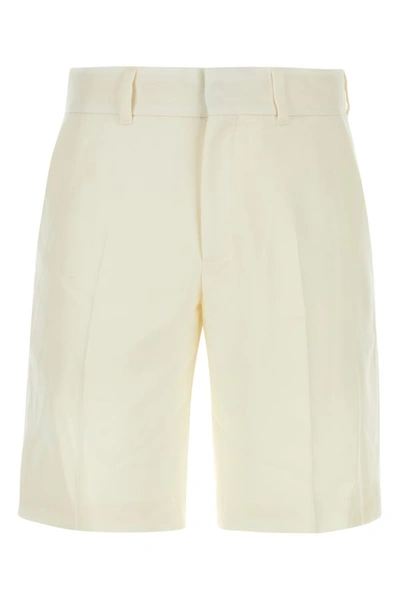 Shop Casablanca Man Ivory Gabardine Bermuda Shorts In White
