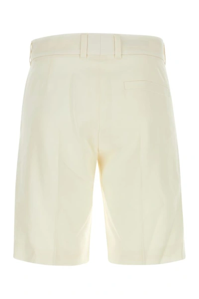 Shop Casablanca Man Ivory Gabardine Bermuda Shorts In White