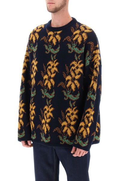 Shop Etro Sweater With Floral Pattern Men In Blue