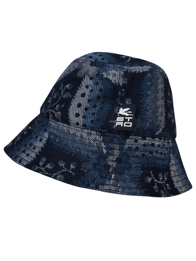 Shop Etro Woman  Blue Cotton Blend Hat
