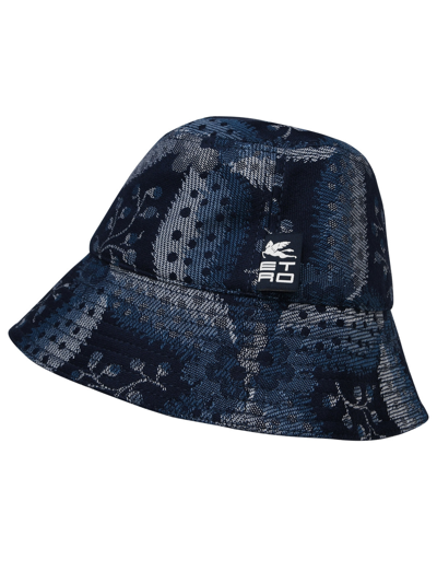 Shop Etro Blue Cotton Blend Hat Woman