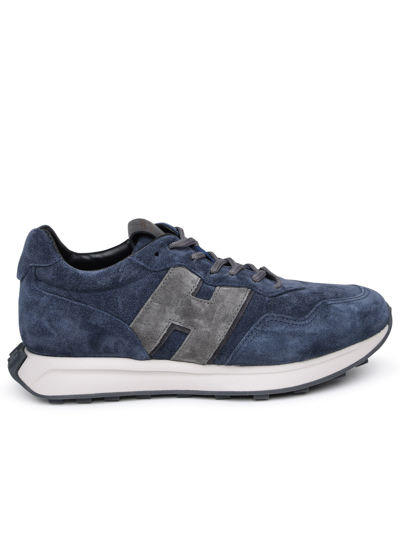 Shop Hogan Man H601 Blue Suede Sneakers