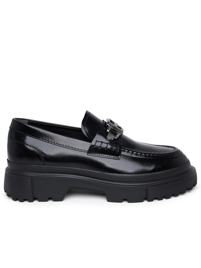 Shop Hogan Woman Leather Loafer In Black