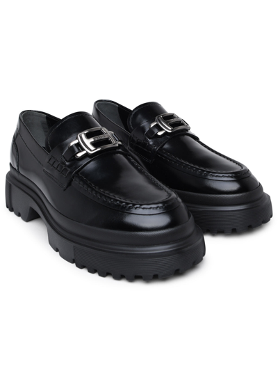 Shop Hogan Woman Leather Loafer In Black