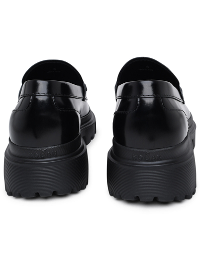 Shop Hogan Woman Leather Loafer In Black