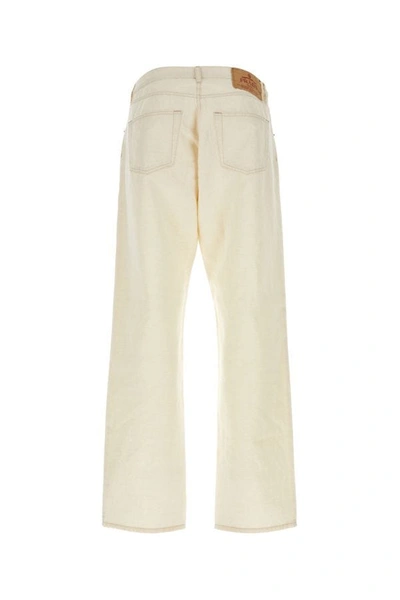 Shop Prada Man Melange Ivory Cotton Blend Pant In White