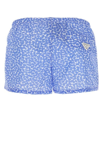 Shop Prada Man Printed Nylon Swimming Shorts In Multicolor