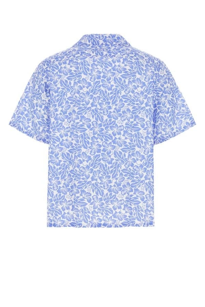 Shop Prada Man Printed Poplin Shirt In Multicolor