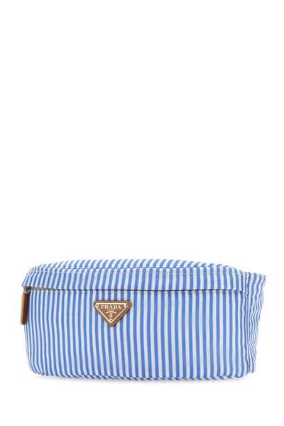 Shop Prada Man Printed Re-nylon Belt Bag In Multicolor