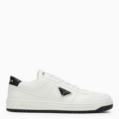 Shop Prada White/black Leather Downtown Sneakers Women