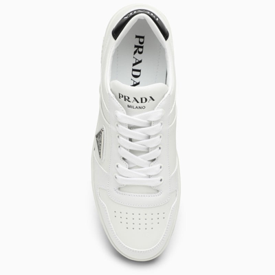 Shop Prada White/black Leather Downtown Sneakers Women