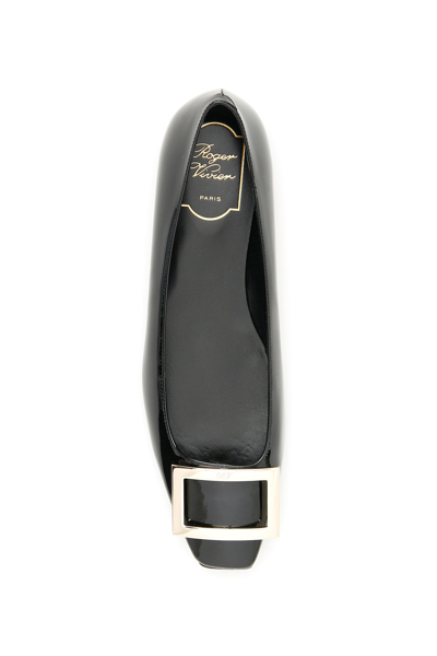 Shop Roger Vivier Patent Leather 'trompette' Ballerina Flats Women In Black