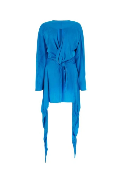Shop Attico The  Woman Light-blue Satin Louie Dress