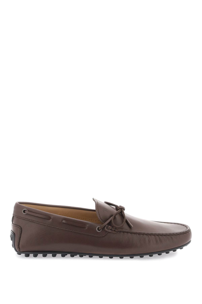 Shop Tod's 'city Gommino' Loafers Men In Brown