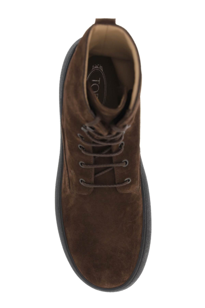 Shop Tod's W.g. Suede Lace-up Ankle Boots Men In Brown
