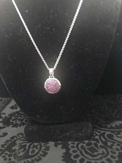 Pre-owned John Hardy Sterling Sil. Bamboo Design Pave Amethyst Round Pendant Necklace In Purple