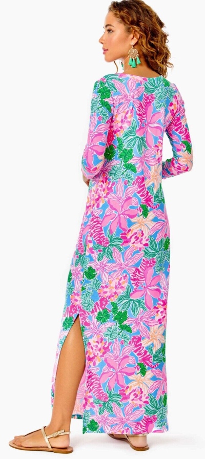 Pre-owned Lilly Pulitzer Morgann Maxi Dress Tigers Lair Size L In Multicolor