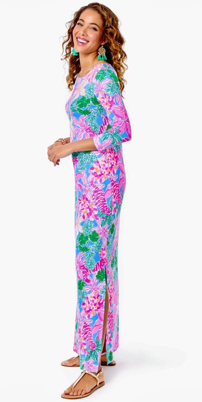 Pre-owned Lilly Pulitzer Morgann Maxi Dress Tigers Lair Size L In Multicolor