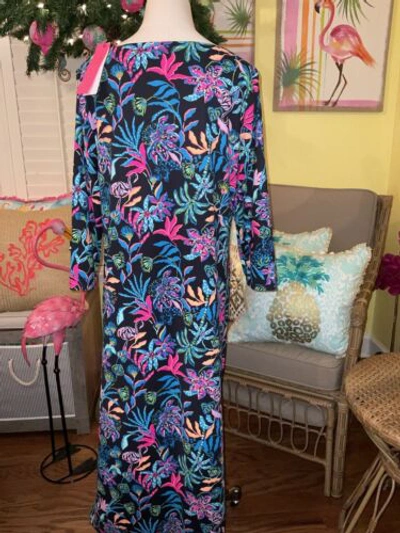 Pre-owned Lilly Pulitzer Seralina Maxi Dress Onyx Paradise Glow Size L In Multicolor