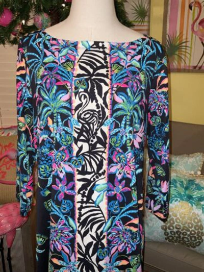 Pre-owned Lilly Pulitzer Seralina Maxi Dress Onyx Paradise Glow Size L In Multicolor