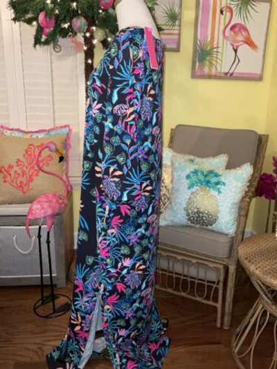 Pre-owned Lilly Pulitzer Seralina Maxi Dress Onyx Paradise Glow Size L In Multicolor