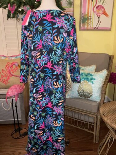 Pre-owned Lilly Pulitzer Seralina Maxi Dress Onyx Paradise Glow Size L In Multicolor