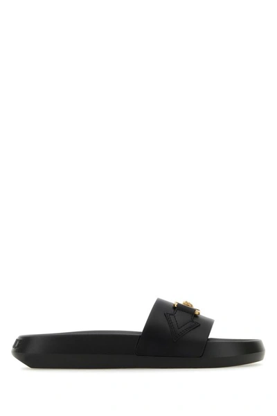 Shop Versace Woman Black Rubber Slippers