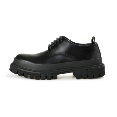 Pre-owned Dolce & Gabbana Men's "hi Trekking" Black Leather Derby Shoes