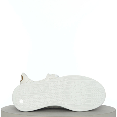 Pre-owned Gucci 850$ Men's White Leather Low Top Sneaker - Gg Embossed, Chunky