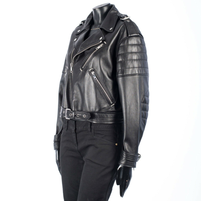 Pre-owned Celine 5200$ Black Leather Biker Jacket - Padded Sleeves, Nappa