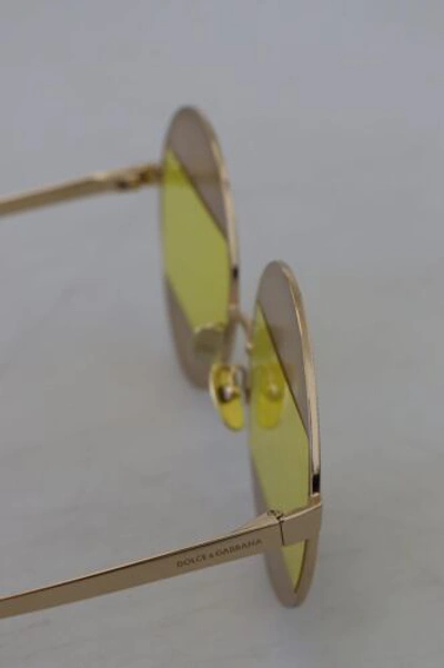 Pre-owned Dolce & Gabbana Dolce&gabbana Dg 2209b Women Gold Sunglasses Metal Crystal Embellished Eyewear In Yellow