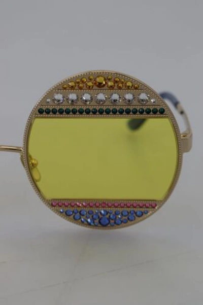Pre-owned Dolce & Gabbana Dolce&gabbana Dg 2209b Women Gold Sunglasses Metal Crystal Embellished Eyewear In Yellow