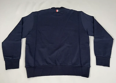Pre-owned Thom Browne York Classic Mock Neck Sweatshirt In Cotton Loopback W/ 4 Bar In In Navy