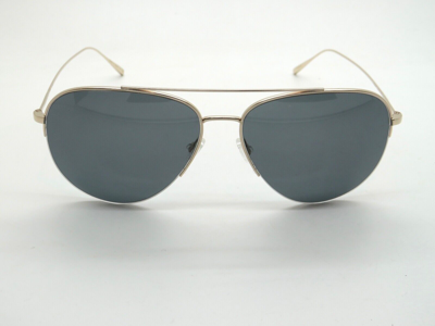 Pre-owned Oliver Peoples Cleamons Ov1303st 529281 Gold/grey Polarized Aviator Sunglasses In Gray