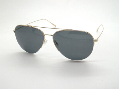 Pre-owned Oliver Peoples Cleamons Ov1303st 529281 Gold/grey Polarized Aviator Sunglasses In Gray