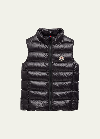 Shop Moncler Kid's Ghany Quilted Puffer Down Vest In Black