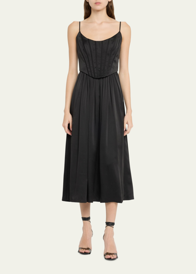 Shop Zimmermann Silk Sleeveless Corset Midi Dress In Black
