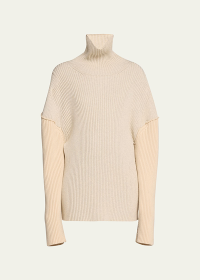 Shop The Row Dua Colorblock Cashmere Sweater In Porcelain/clay