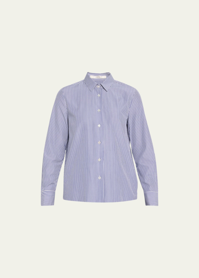 Shop The Row Sadie Striped Button-front Shirt In White/blue