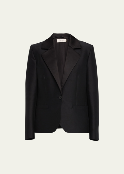 Shop The Row Dru Tailored Wool Blazer Jacket In Black