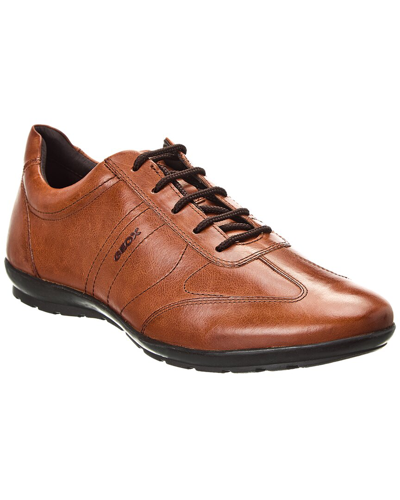 Shop Geox Symbol Leather Sneaker In Brown