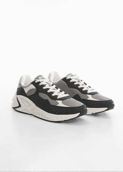 Shop Mango Teen Combined Design Sneakers Black